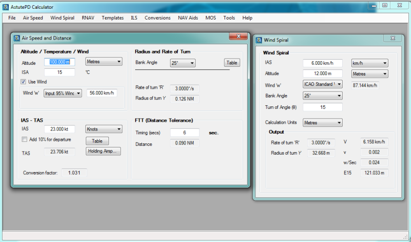 Aviation calculator tool for Minimum Obstacle Clearance (MOC) derivations