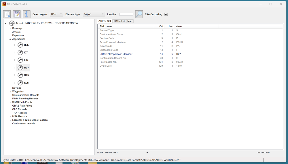Arinc424 Editor layout