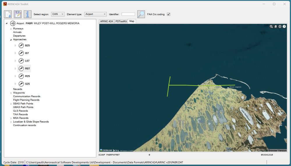 Arinc424 Editor map display