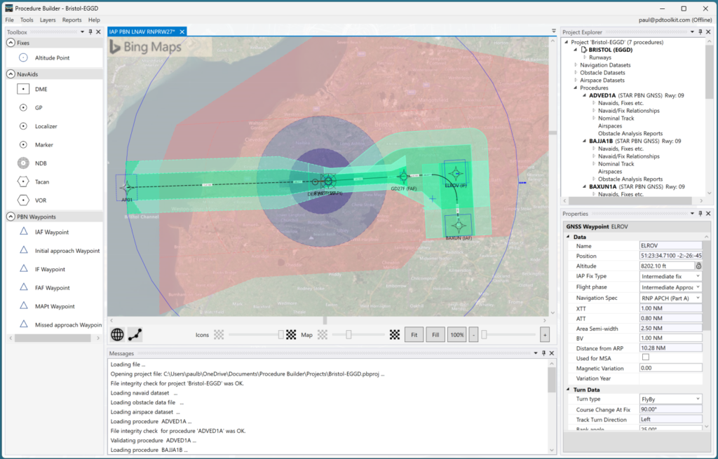 Instrument Approach Procedure showing airspace